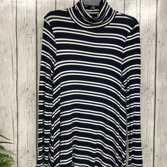 Maeve Navy & White Stripe Long Sleeve Dress Ladies Size Medium**